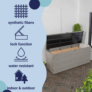 Nino modern minimalist faux wicker patio storage box - Tuesday Morning - Outdoor Storage Boxes