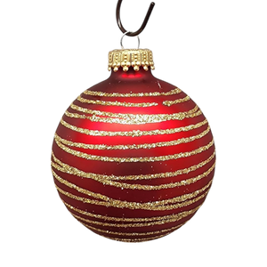 Krebs Value Glass Ornament 4 pack - Red and Green Swirl