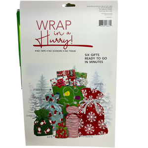Wrap In A Hurry Pull String Gift Bag 6 piece Festive Assortment