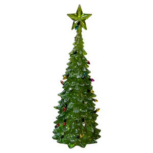 8 Inch Lighted Acrylic Christmas Tree - Green