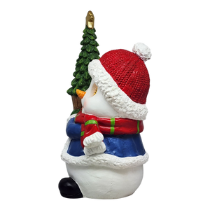 Cheerful Snowman with Moving Eyes and Christmas Tree