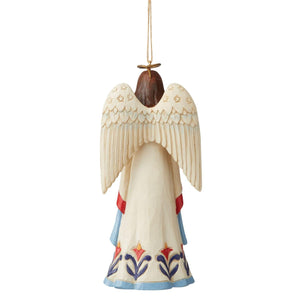 Patriotic Angel holding a Folded Flag - Ornament