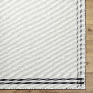 Nimue Cream & Blue Bordered Area Rug - Clearance