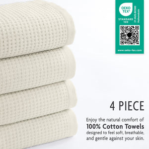 NOLA 4-Pack Turkish Cotton Hand Towels – 600 GSM Luxury Waffle Towels