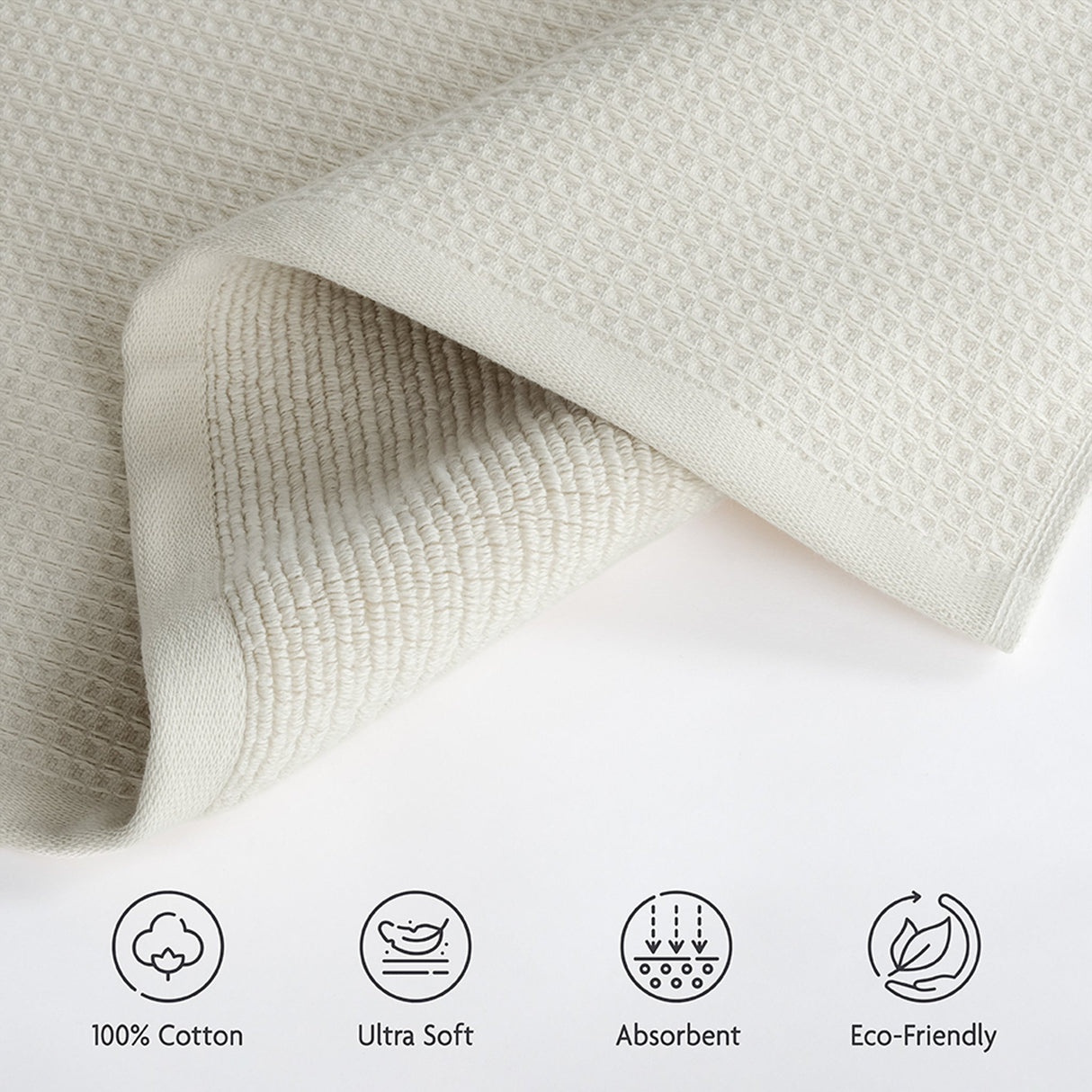NOLA 4-Pack Turkish Cotton Hand Towels – 600 GSM Luxury Waffle Towels