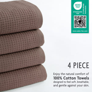 NOLA 4-Pack Turkish Cotton Hand Towels – 600 GSM Luxury Waffle Towels