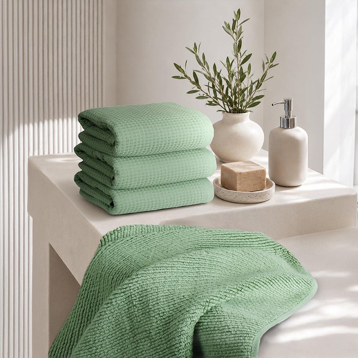 NOLA 4-Pack Turkish Cotton Hand Towels – 600 GSM Luxury Waffle Towels