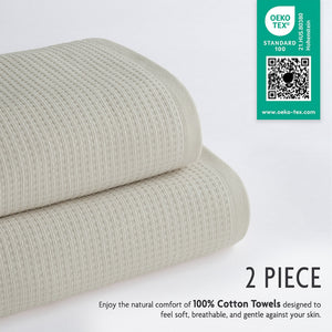 NOLA 2-Pack Turkish Cotton Bath Towels – 600 GSM Luxury Waffle Towels