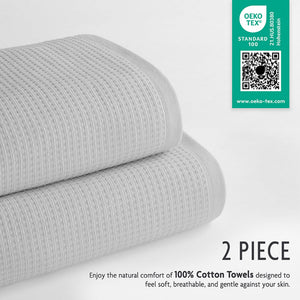 NOLA 2-Pack Turkish Cotton Bath Towels – 600 GSM Luxury Waffle Towels