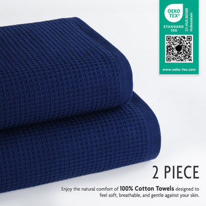 NOLA 2-Pack Turkish Cotton Bath Towels – 600 GSM Luxury Waffle Towels