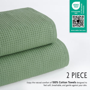 NOLA 2-Pack Turkish Cotton Bath Towels – 600 GSM Luxury Waffle Towels