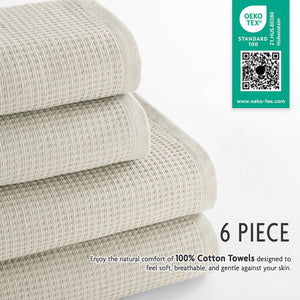 NOLA 6-Piece Turkish Towel Set – 600 GSM Turkish Cotton Waffle Towels