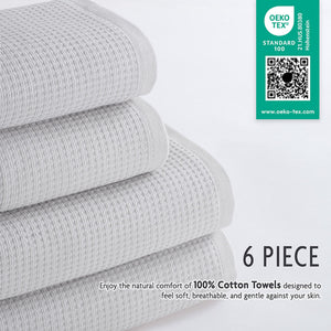 NOLA 6-Piece Turkish Towel Set – 600 GSM Turkish Cotton Waffle Towels