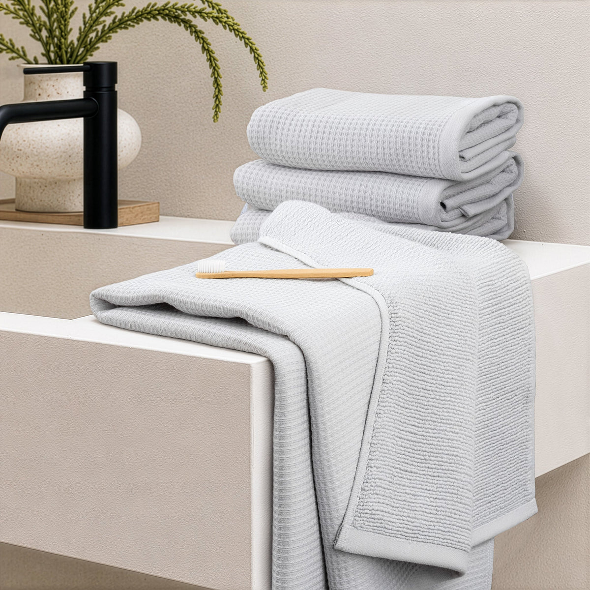 NOLA 6-Piece Turkish Towel Set – 600 GSM Turkish Cotton Waffle Towels