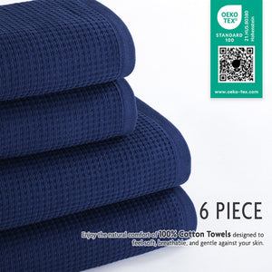 NOLA 6-Piece Turkish Towel Set – 600 GSM Turkish Cotton Waffle Towels
