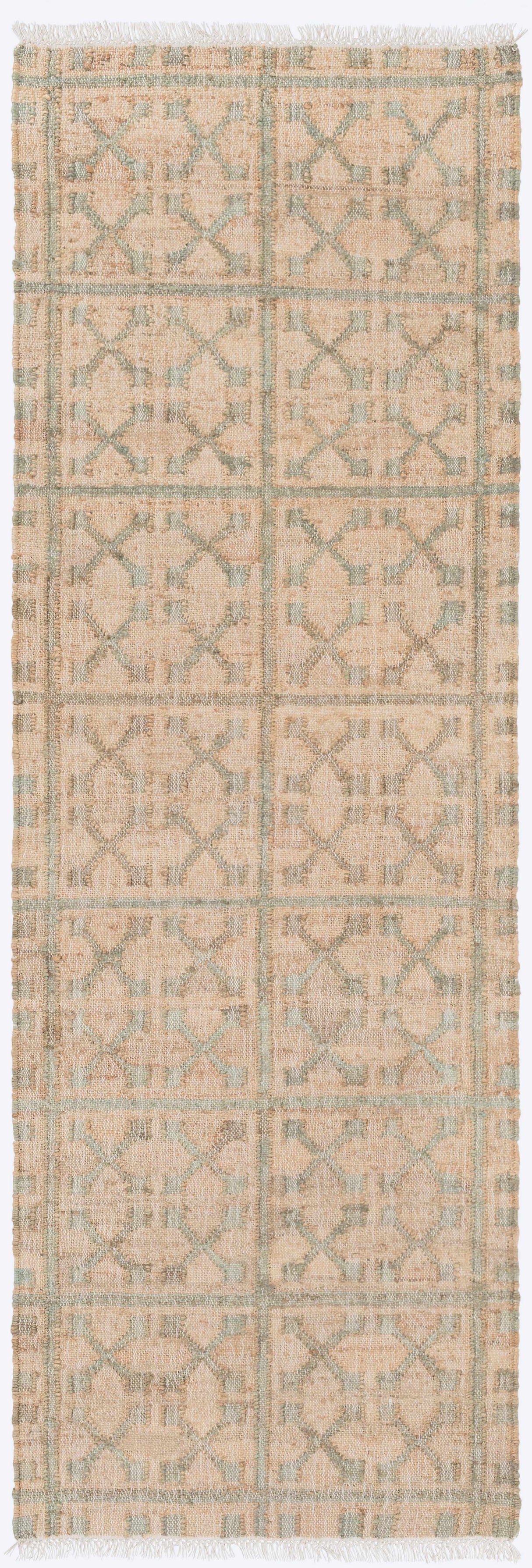 Rice Dusty Sage Fringed Jute Carpet