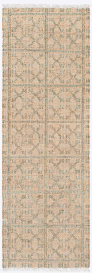 Rice Dusty Sage Fringed Jute Carpet