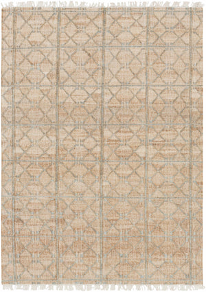 Rice Dusty Sage Fringed Jute Carpet