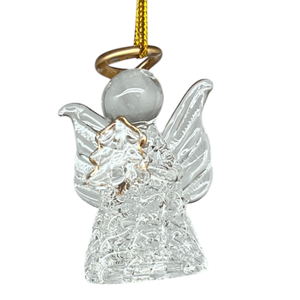 Spun Glass Angel Ornaments with Tree