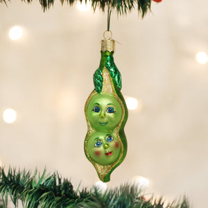 Two Peas In A Pod Glass Ornament