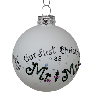Christmas Keepsake Glass Ornament - First Christmas as Mr and Mrs