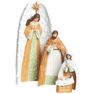 Mistletoe Pattern Nesting Nativity - 4 Piece Set