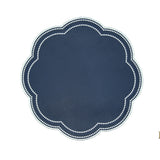 NURTURE BLUE SCALLOPED FAUX LEATHER PLACEMAT