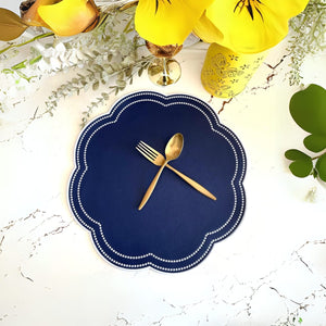 NURTURE BLUE SCALLOPED FAUX LEATHER PLACEMAT