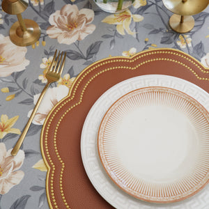 Nurture Brown Gold Scalloped Faux Leather Placemat