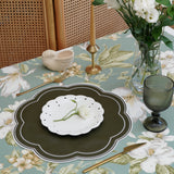 NURTURE GREEN SCALLOPED FAUX LEATHER PLACEMAT