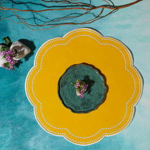 NURTURE YELLOW ROUND FAUX LEATHER PLACEMAT (Set Of 4)