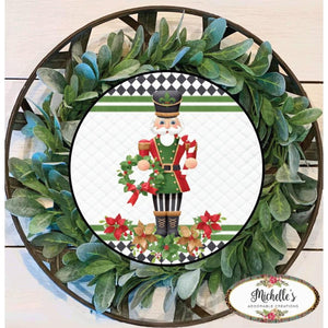 Nutcracker Harlequin Poinsettia Sign - Wreath Enhancement
