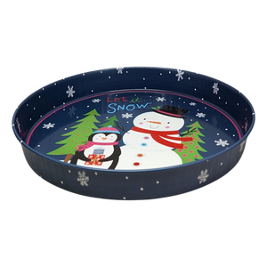 Huge Deep Round 13.5" Tray - Let it Snow
