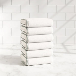 Cotton Border-Stitched 6-Piece Towel Set - Valery Collection