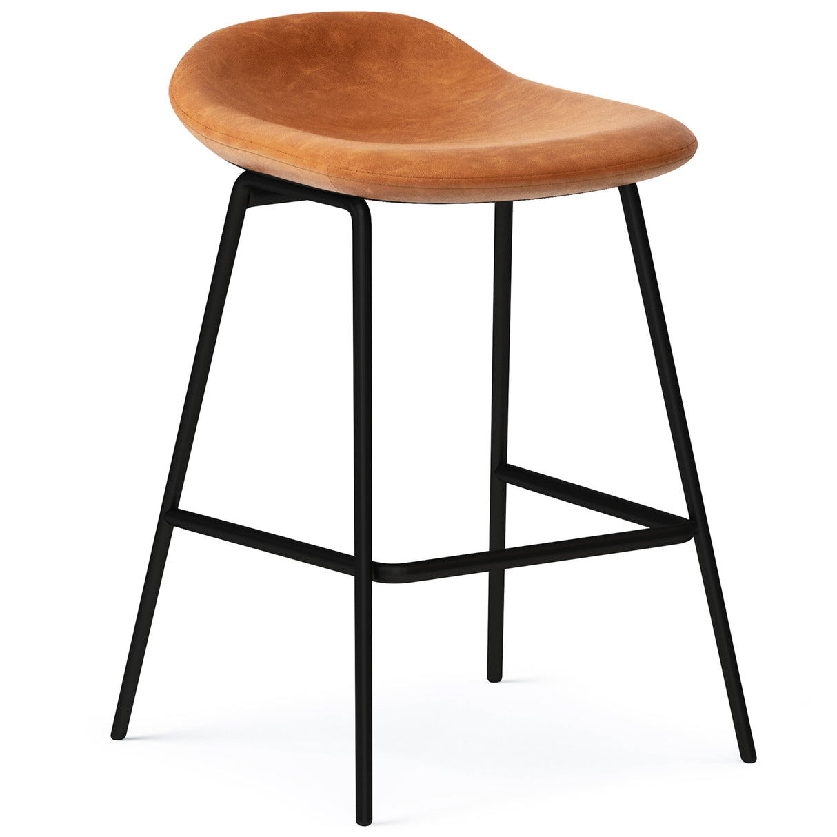 Horizons Faux Leather Stool with Padded Seat and Footrest, Set of 2
