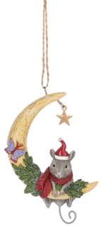 Crescent Moon With Mouse Ornament