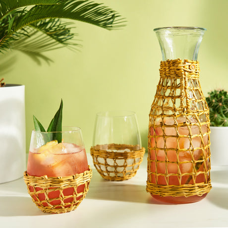 Island-carafe-&-stemless-wine-glass-set-by-twine-living®-Wine-Glasses