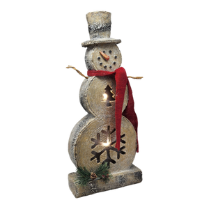 Lighted Log-Style Snowman Figurine - Tree