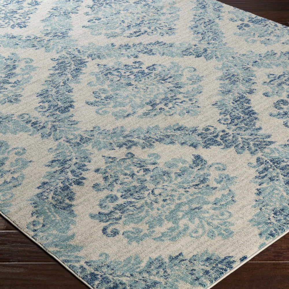 Oaklyn Teal Floral Diamonds Rug