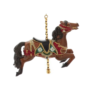 Resin Carousel Ornament - Brown Jumping Horse