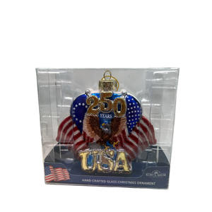 Celebratory 250th Anniversary U.S. Flag Glass Ornament