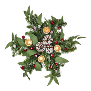 Lighted Candle Wreath - 18 Inch