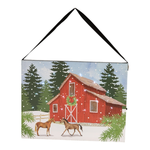 Fiber Optic Lighted Canvas Art - Winter Horses at Play