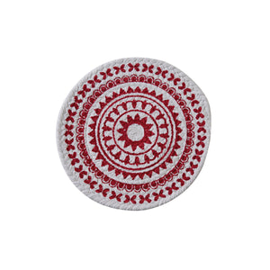 Red Medallion Round Printed Trivet