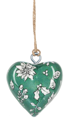 Mini Botanical Heart Ornament - Light Green