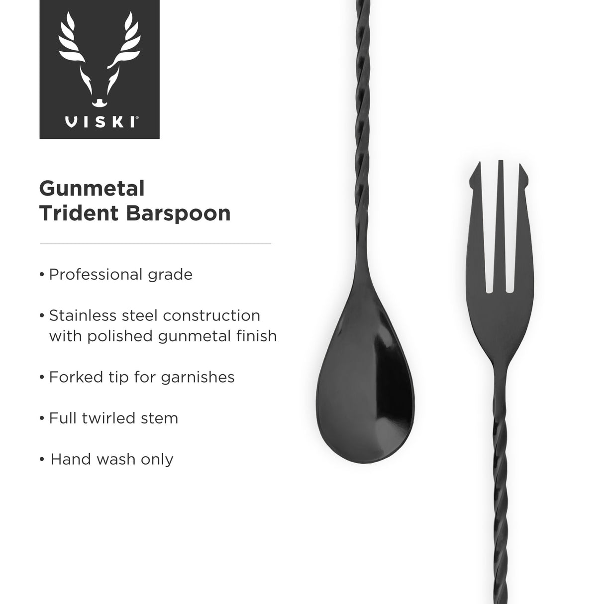 Gunmetal trident barspoon by viski®