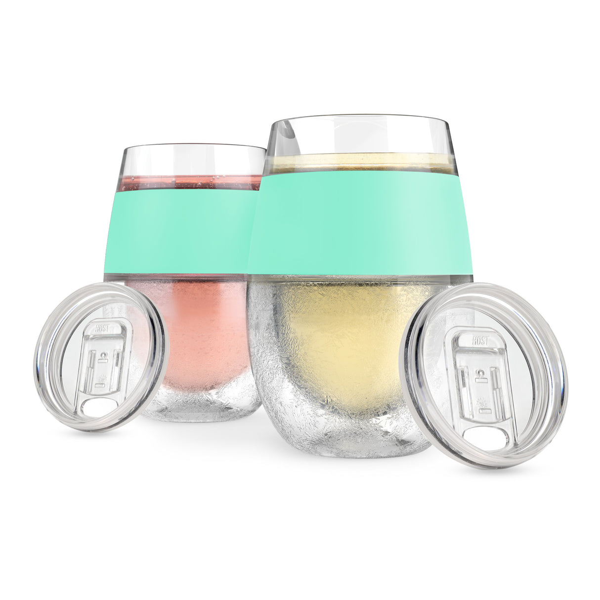 Wine freeze™ cooling cups in light green (set of 2) and lids by ho