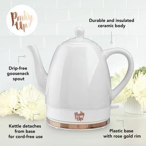 Noelle™ grey ceramic electric tea kettle by pinky up®