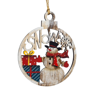 Wooden Ornament - Jolly Snowman with Presents