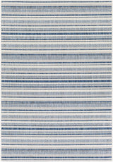 Olin White&Blue Striped Nordic Rug